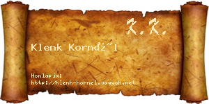 Klenk Kornél névjegykártya